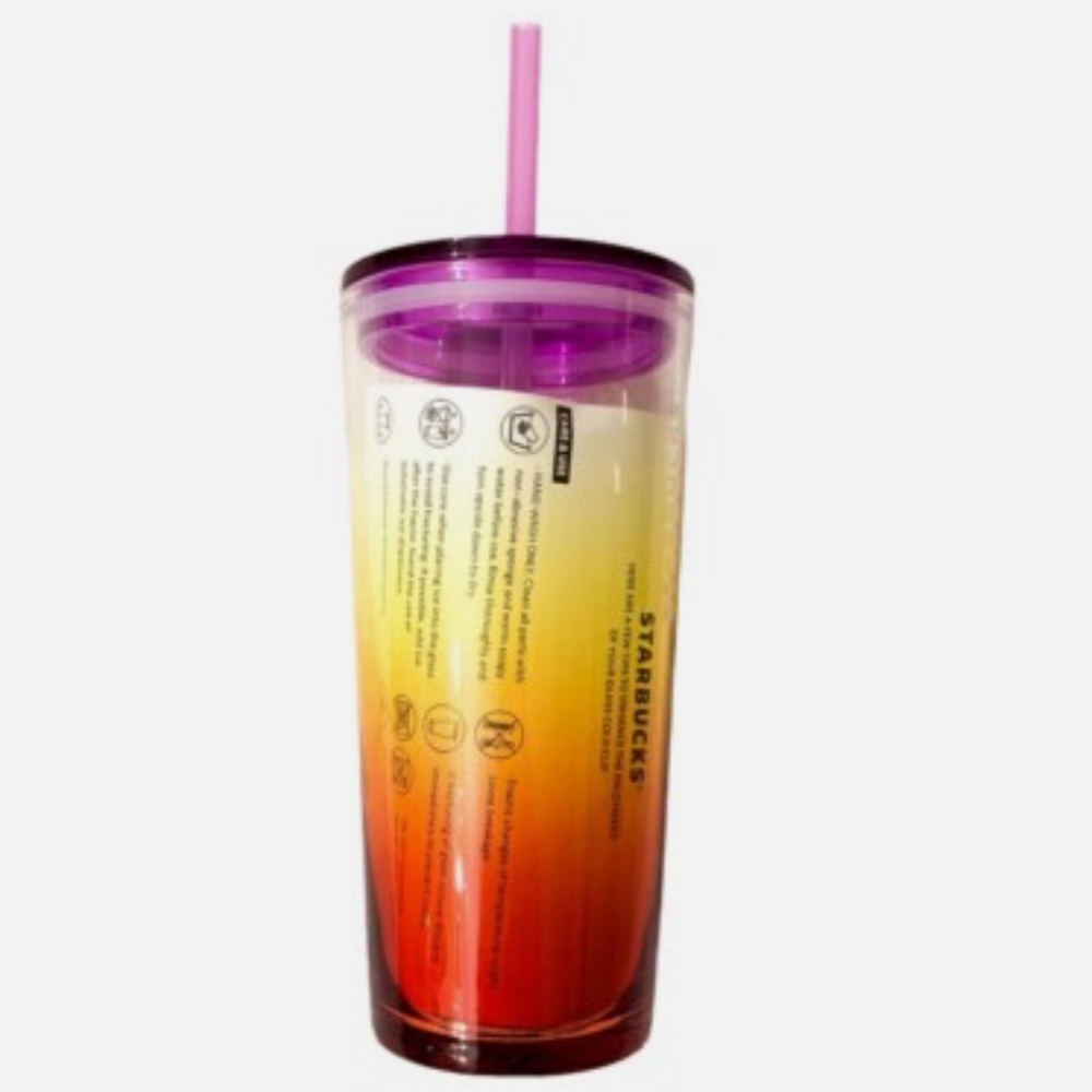 Starbucks Red Yellow Ombre Sunset Glass Tumbler - Picture 5 of 11